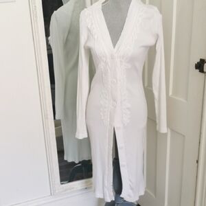 Together womens button up beachy boho white cardigan. Size 14/16